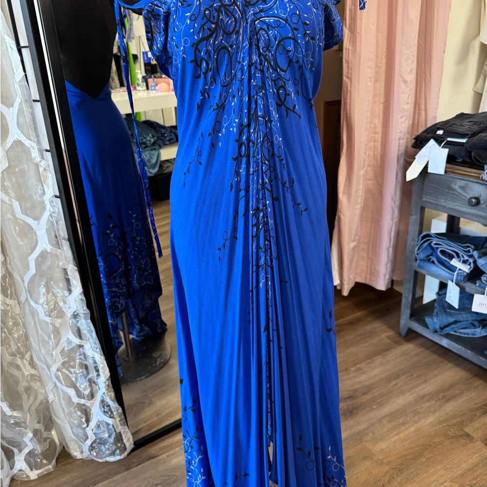 Fashion Nova Blue Embellished Sleeveless Gown